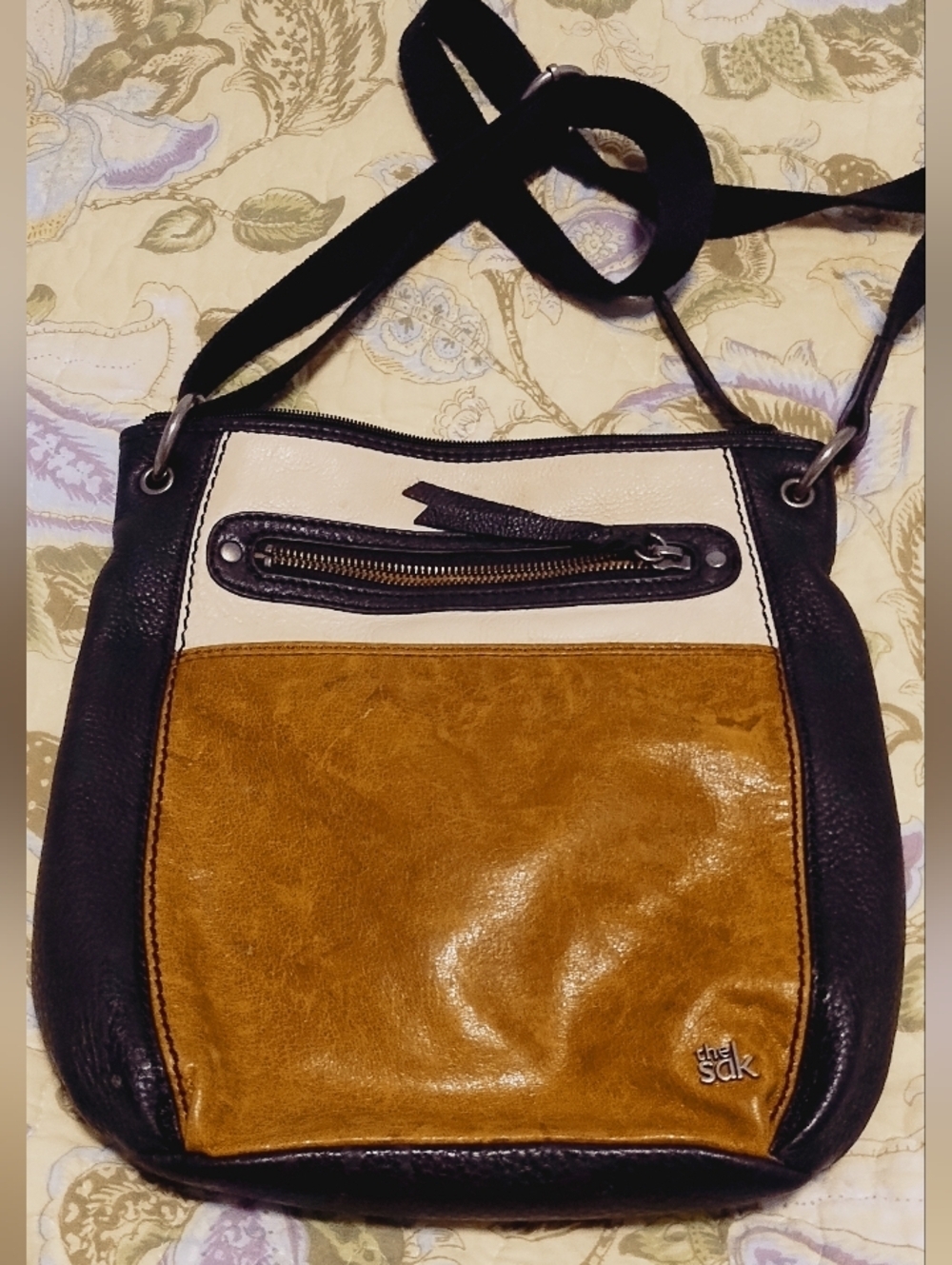 The Sak " Laurel" Women's Colorblock Crossbody Bag - Tan/White/Black